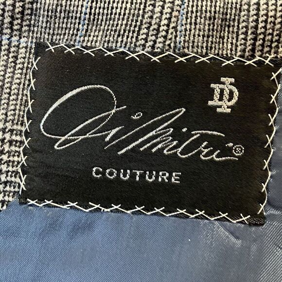 Dimitri Sport Coat Mens 38 Gray Windowpane Plaid Single Breasted Wool Blend - Picture 7 of 9